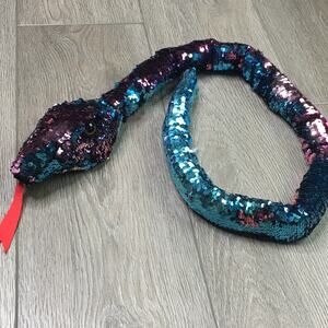 Sequin Snake Plush Stuffed Animal Reversible Sequins Toy
